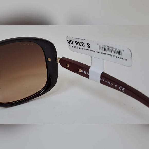NWT Prada Conceptual Sunglasses Bordeaux Red Brown Gradient SPR  08O 57-17-130 - Picture 6 of 16